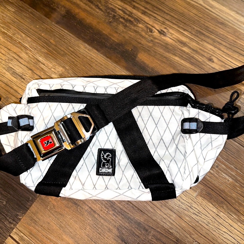 Chrome Tensile Hip Pack- Signature Seatbelt Buckle Sling Bag